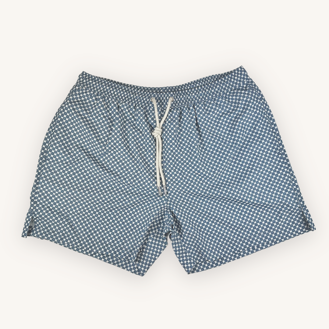 Blue Pattern Swim Shorts