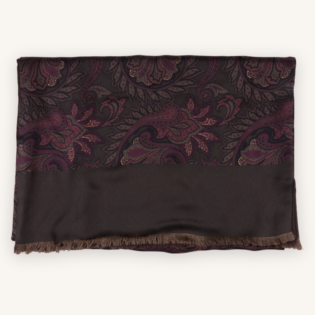 Brown Silk Wool Scarf