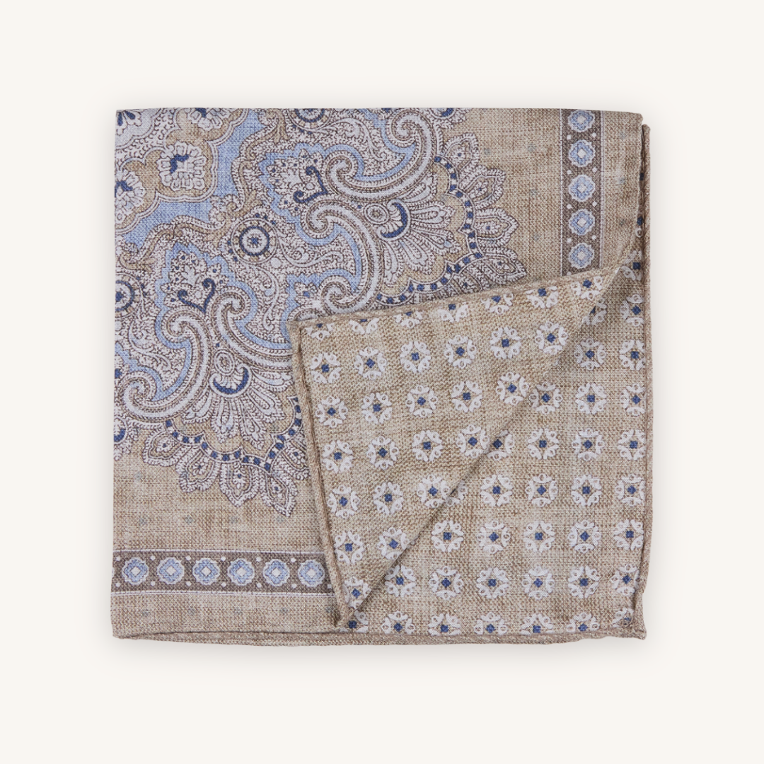 Beige Silk Pocket Square
