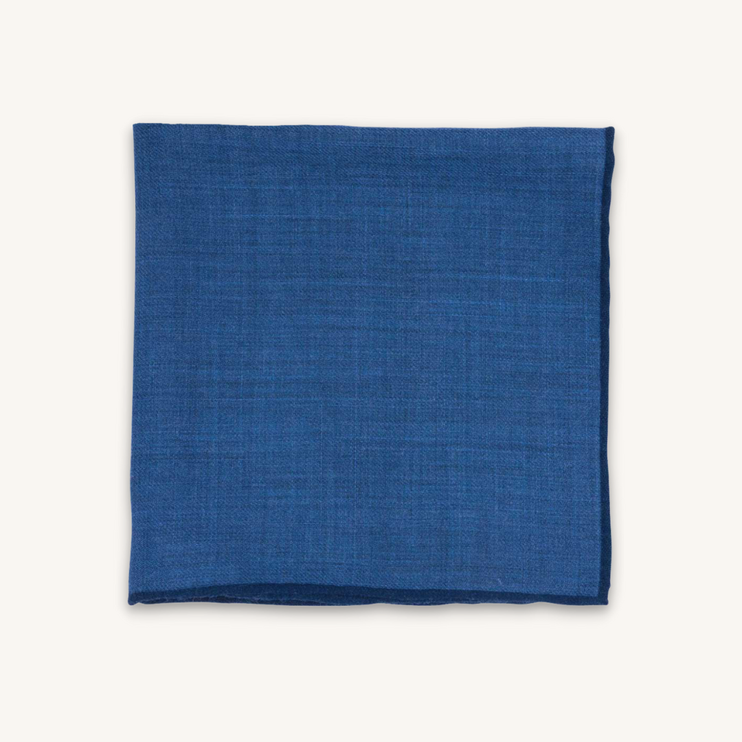 Blue Wool Pocket Square