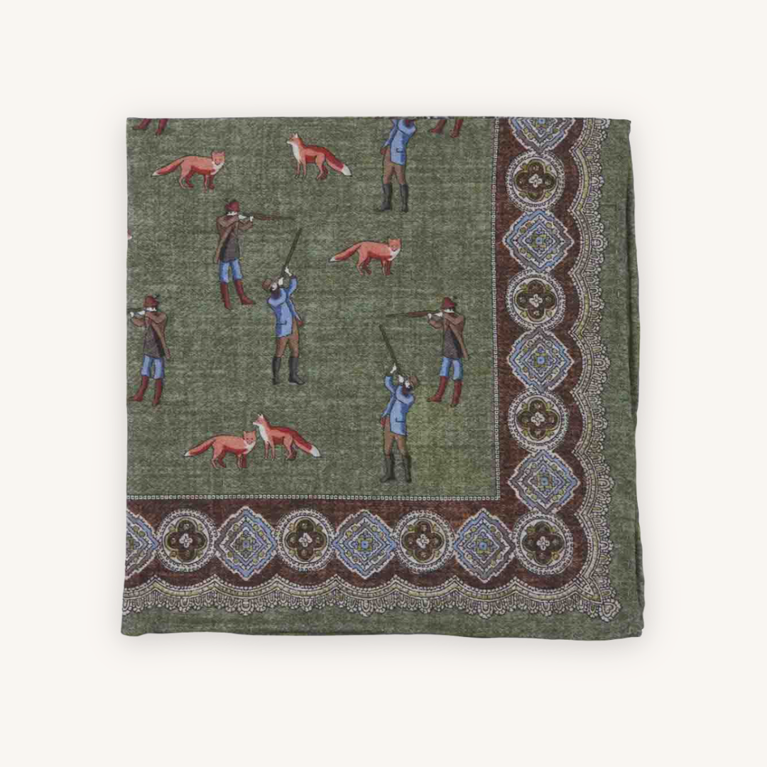 Green Wool Pocket Square