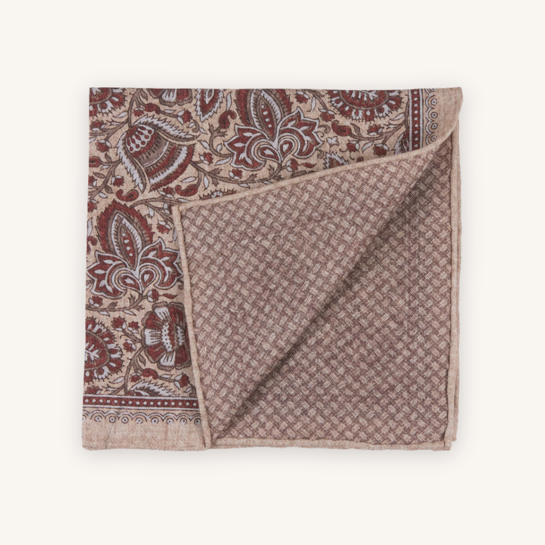 Beige Wool Pocket Square