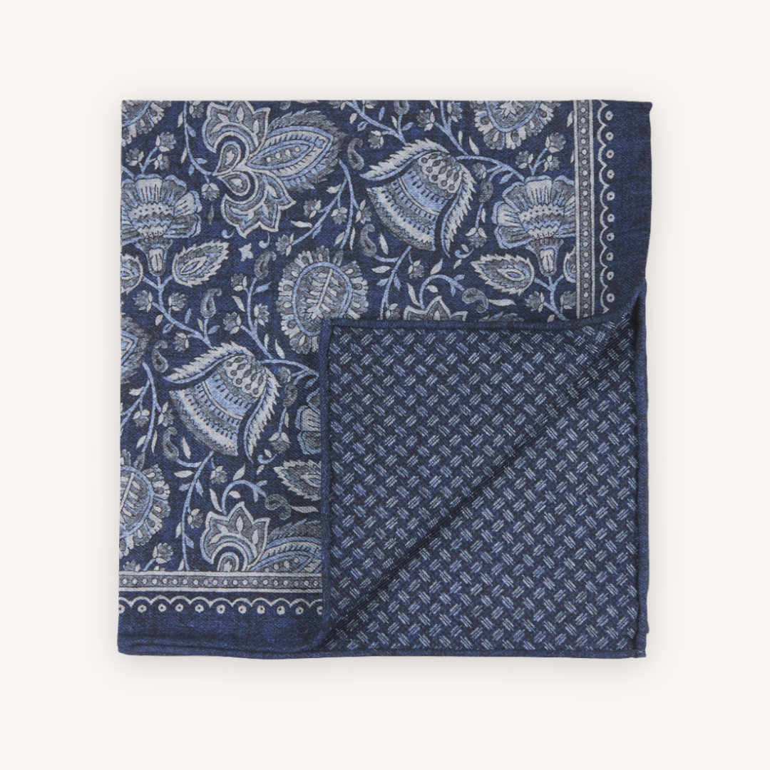 Blue Wool Pocket Square