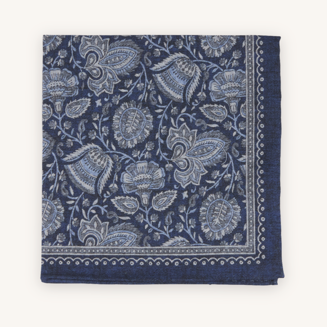 Blue Wool Pocket Square