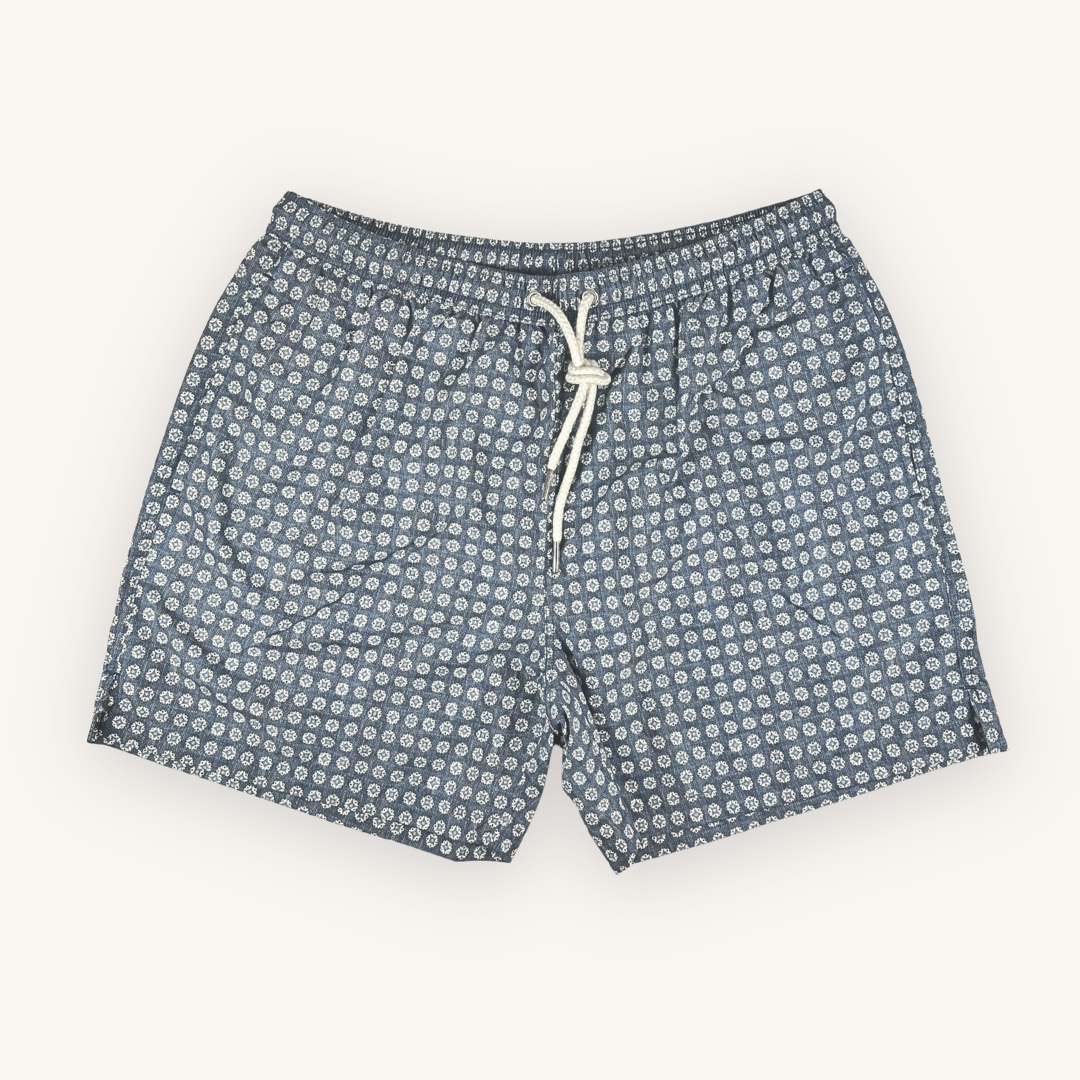 Blue Pattern Swim Shorts