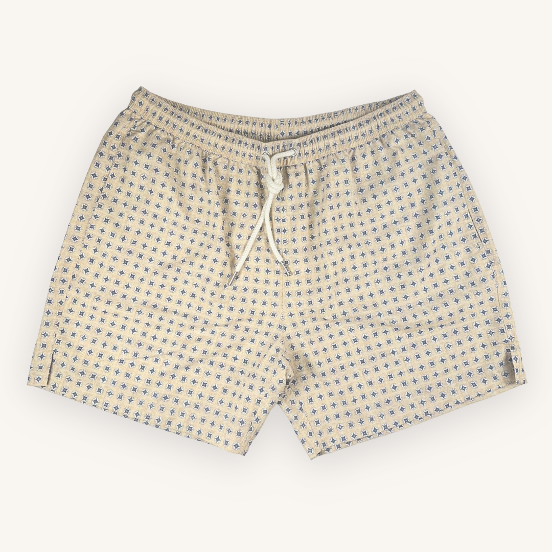Yellow Pattern Swim Shorts