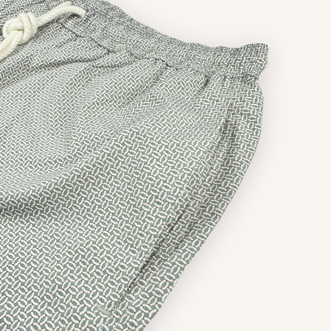 Green Pattern Swim Shorts