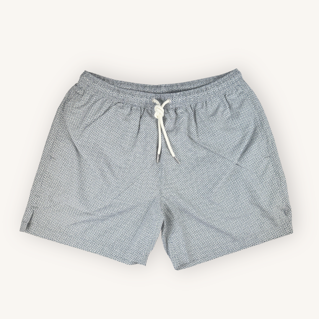 Blue Pattern Swim Shorts