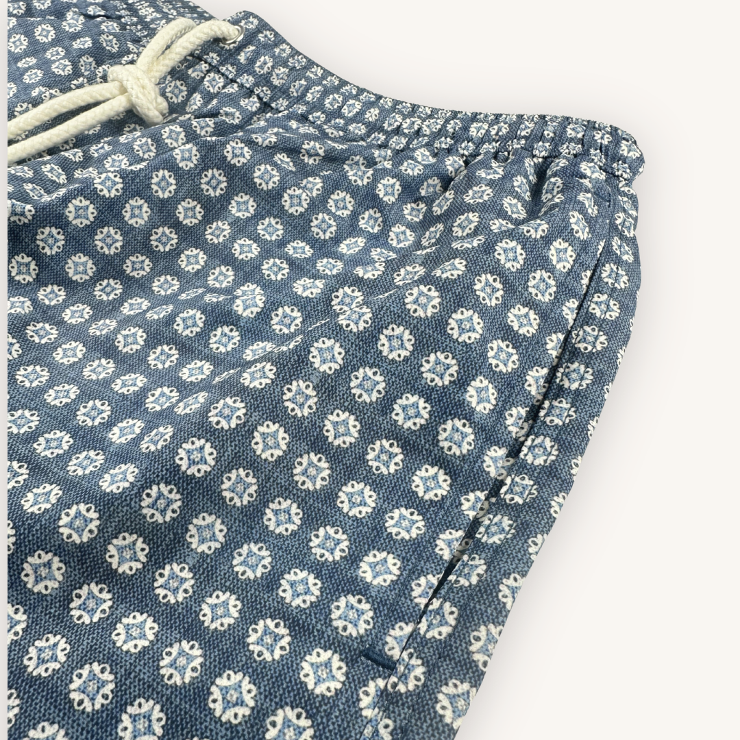 Blue Pattern Swim Shorts