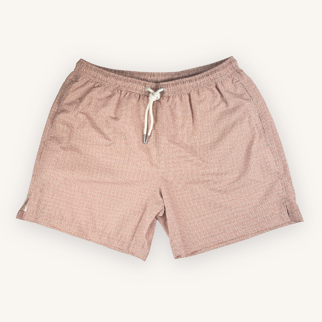 Orange Pattern Swim Shorts