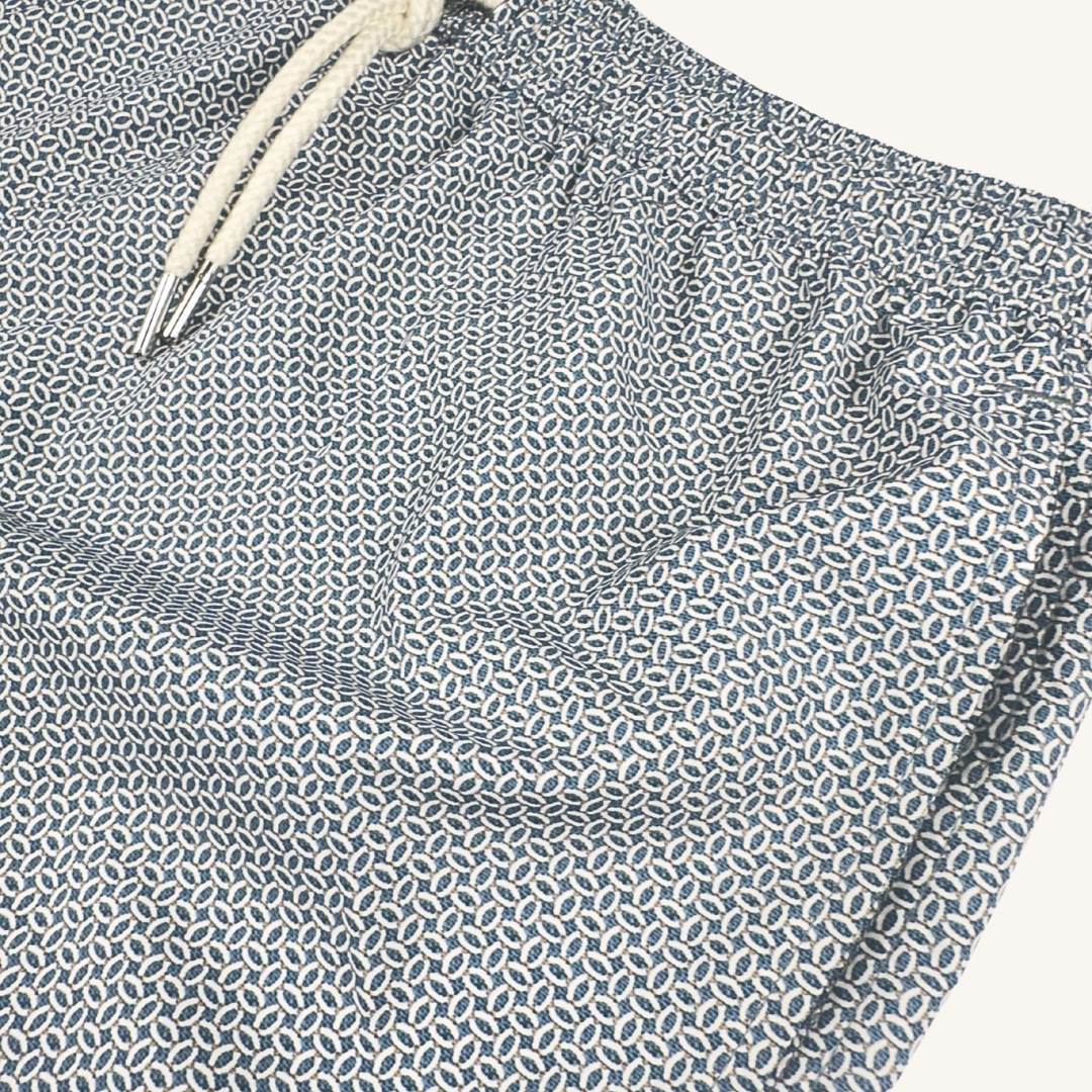 Blue Pattern Swim Shorts