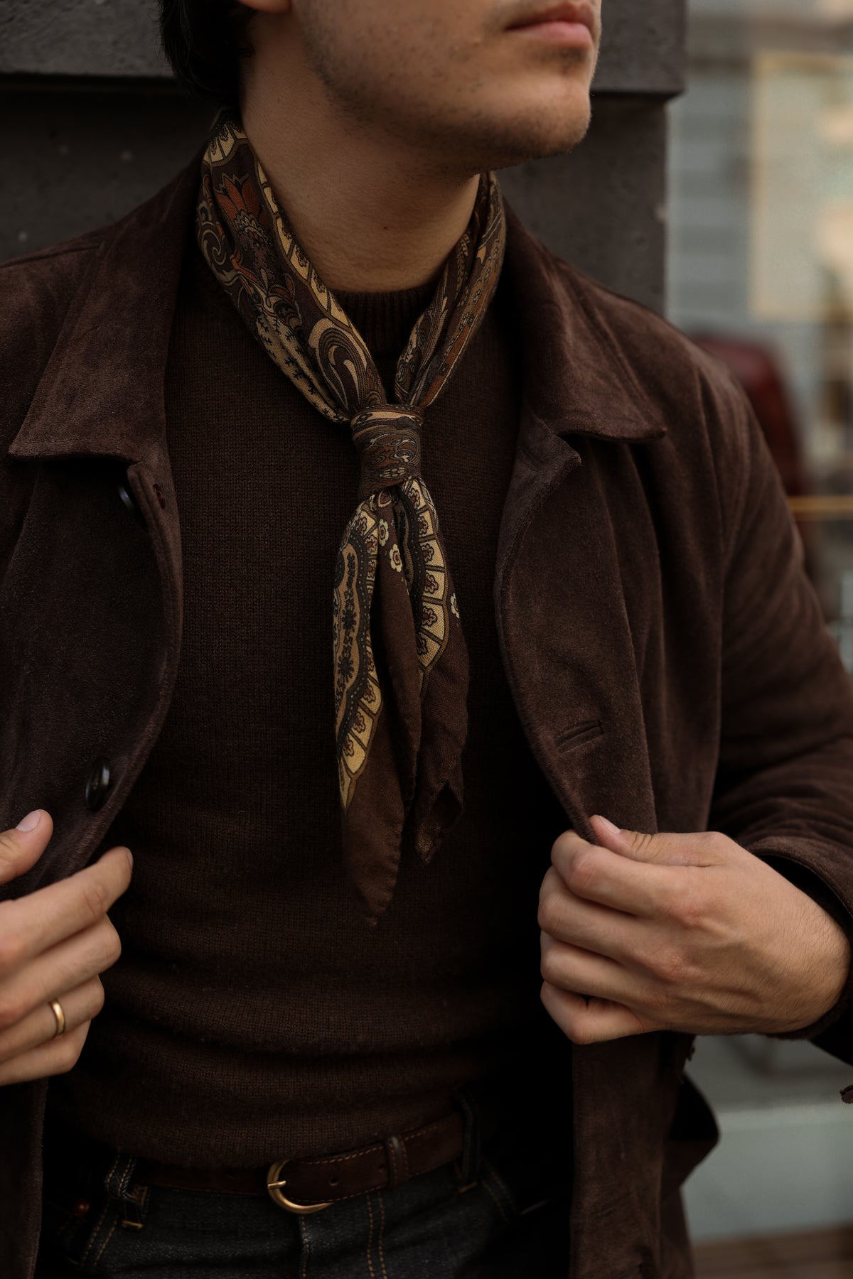 Dark Brown Gold Suede Belt