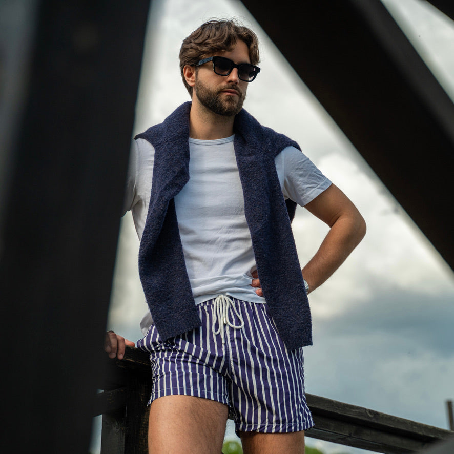 Shorts Mens Swim Blue Stripe Swim Shorts Blue Striped Swim Shorts