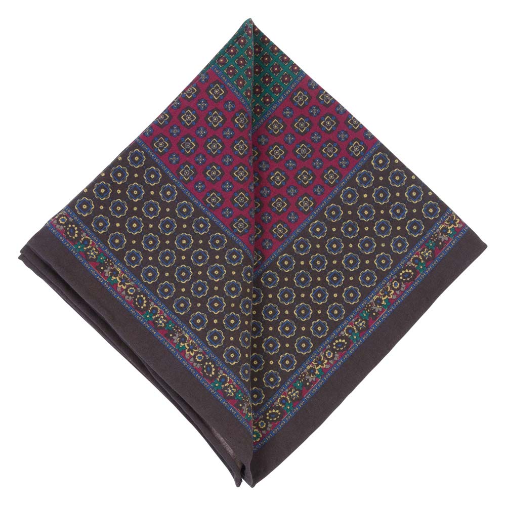 brown red pattern pocket square silk tropea folded